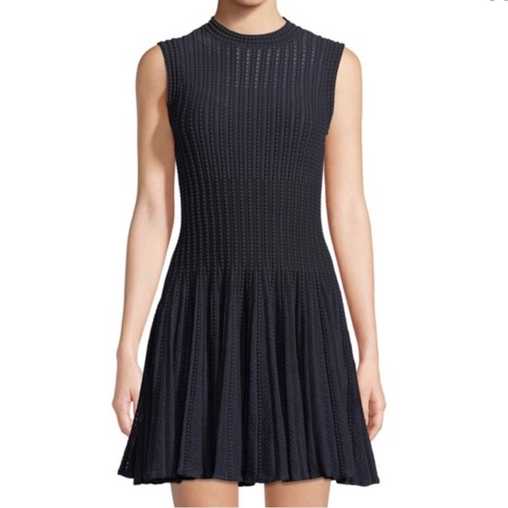 ✨ Theory Navy Textured Knit Fit Flare Dress Petite Small ✨